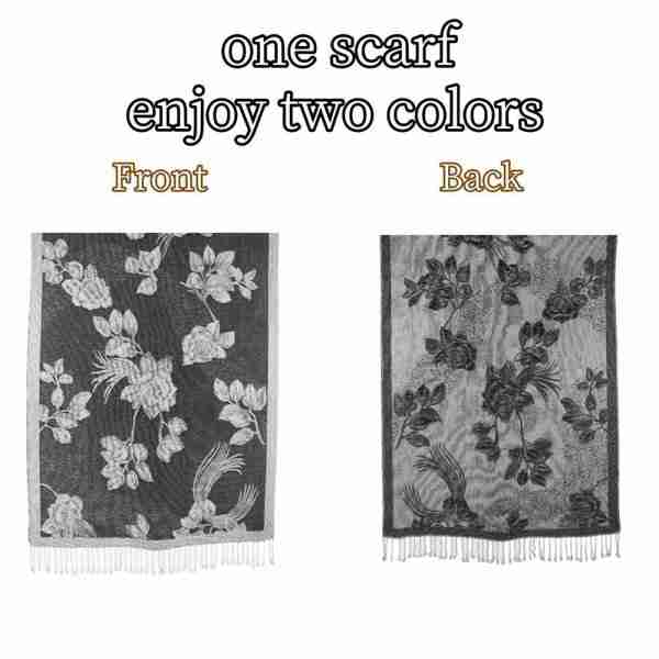 Rose Floral Pashmina Reversible Scarf Shawl