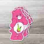 Caring Weed Bear Sticker- Pink Bong