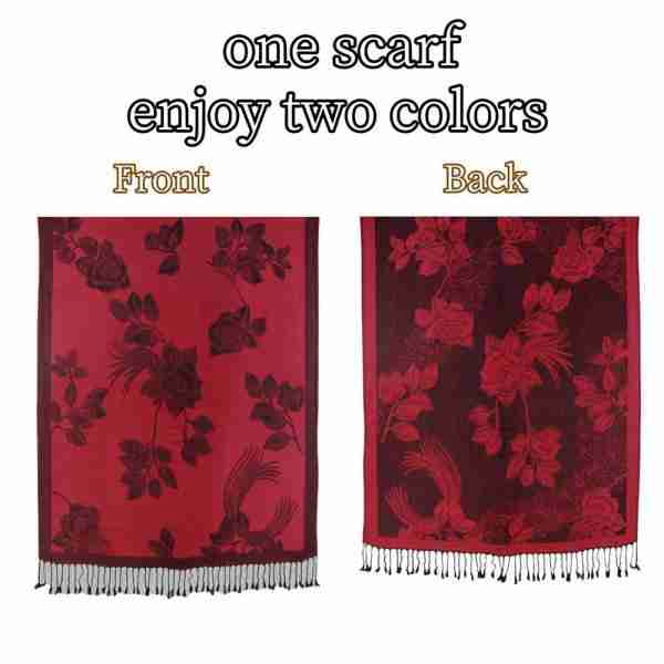 Rose Floral Pashmina Reversible Scarf Shawl