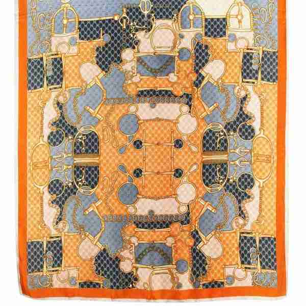 Abstract Pattern Printed Oblong Silky Satin Scarf Shawl