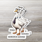 Serious Goose Sticker | Funny Goose in Tie Vinyl Decal