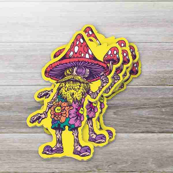 Psychedelic Mushroom Man Sticker