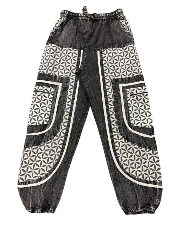 Cotton Black and White Floral Blackstone Pant