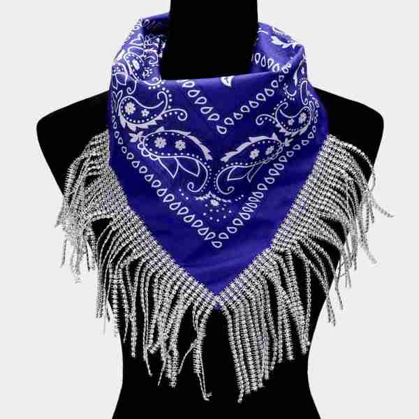 Rhinestone Like Fringe Cowgirl Bandana Scarf