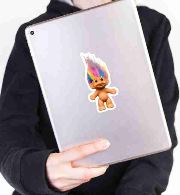 Retro Troll Doll Vinyl Sticker- Rainbow Hair