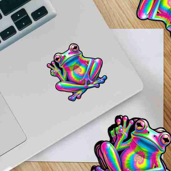 Vibrant Peace Frog Sticker