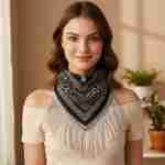 Rhinestone Like Fringe Cowgirl Bandana Scarf