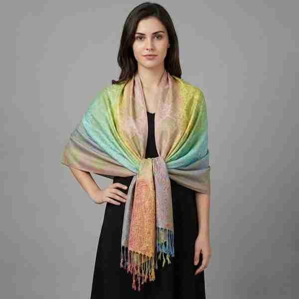 Rainbow Ornate Paisley Pattern Pashmina Shawl Scarf