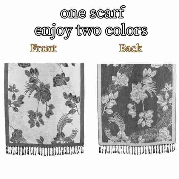 Rose Floral Pashmina Reversible Scarf Shawl