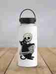 Skeleton Loving His Black Cat Sticker