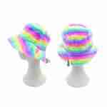 Rainbow Faux Fur Bucket Hat