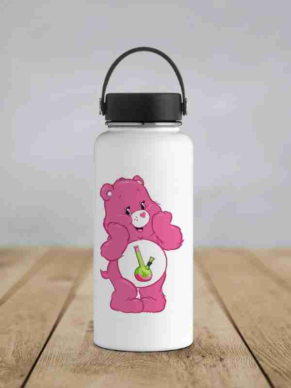 Caring Weed Bear Sticker- Pink Bong