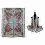 Abstract Pattern Printed Oblong Silky Satin Scarf Shawl