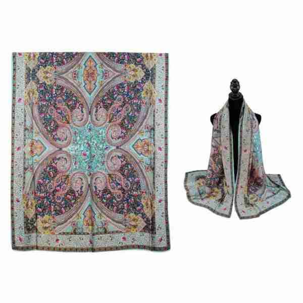 Abstract Pattern Printed Oblong Silky Satin Scarf Shawl