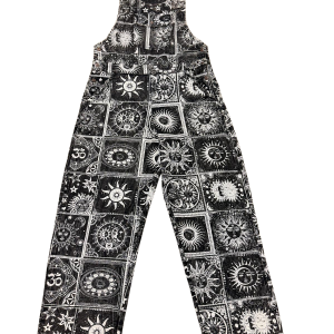 Cotton Sun Moon Patch Design Jumpsuit Overalls
