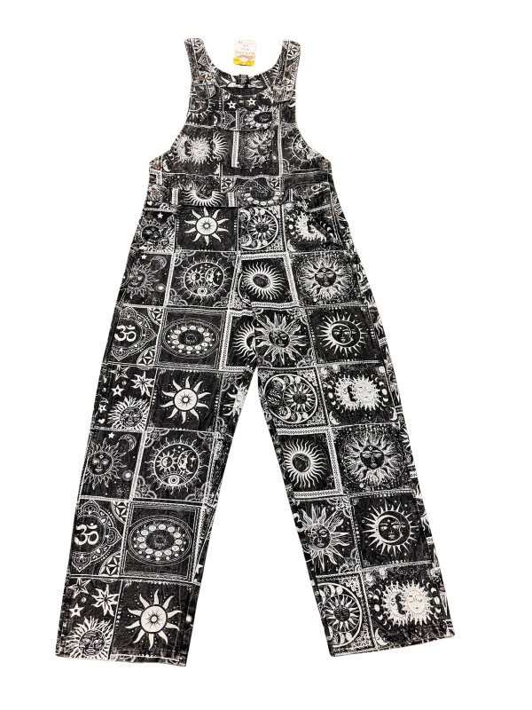 Cotton Sun Moon Patch Design Jumpsuit Overalls