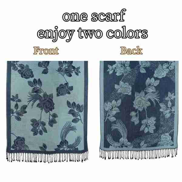 Rose Floral Pashmina Reversible Scarf Shawl