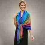 Rainbow Ornate Paisley Pattern Pashmina Shawl Scarf