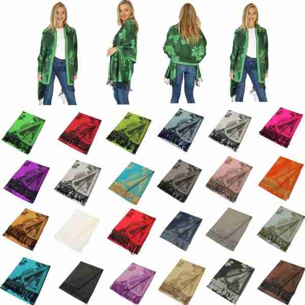 Rose Floral Pashmina Reversible Scarf Shawl