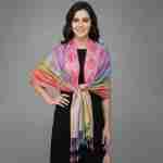 Rainbow Ornate Paisley Pattern Pashmina Shawl Scarf