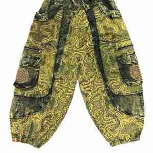 Green Patchwork Box Pocket Balloon Pant