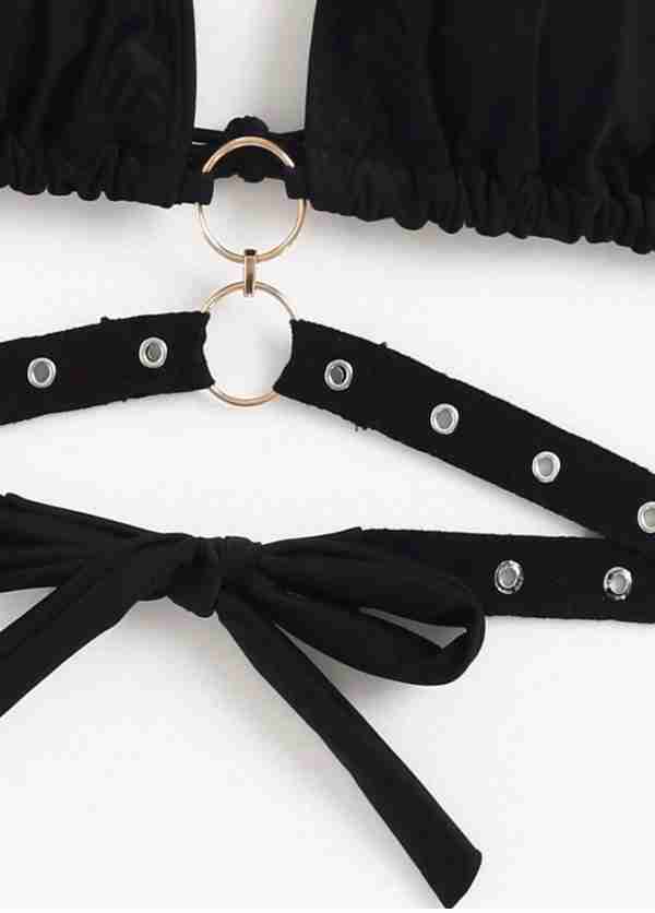 Ring Linked Halter Triangle Bikini Top