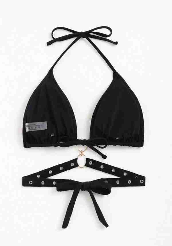 Ring Linked Halter Triangle Bikini Top