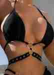 Ring Linked Halter Triangle Bikini Top