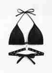 Ring Linked Halter Triangle Bikini Top