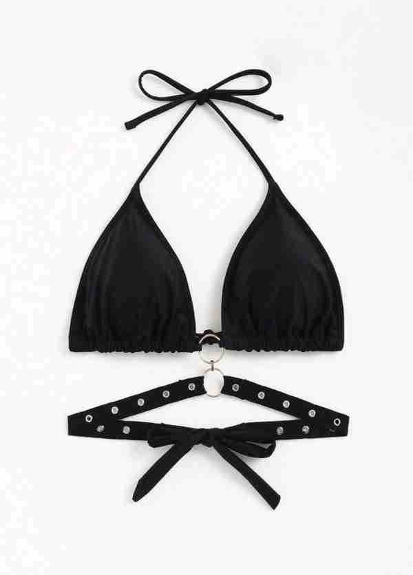 Ring Linked Halter Triangle Bikini Top