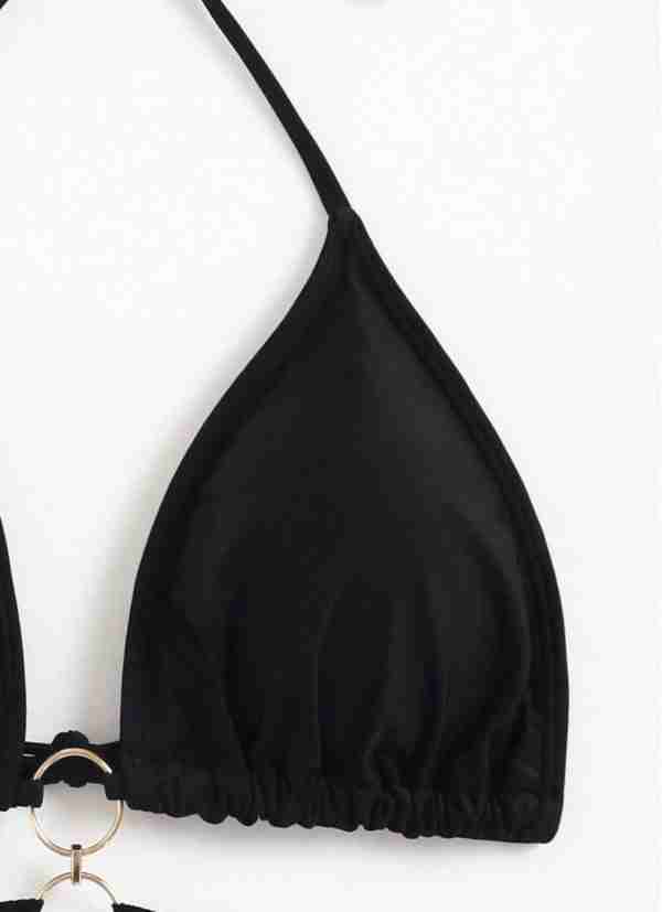 Ring Linked Halter Triangle Bikini Top
