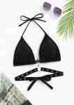 Ring Linked Halter Triangle Bikini Top
