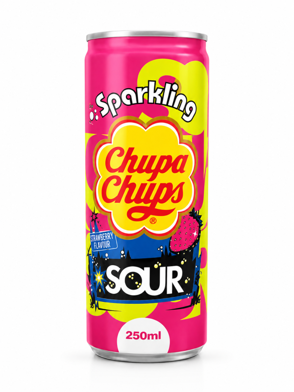 Chupa Chups Sparkling Sour Strawberry 250ml