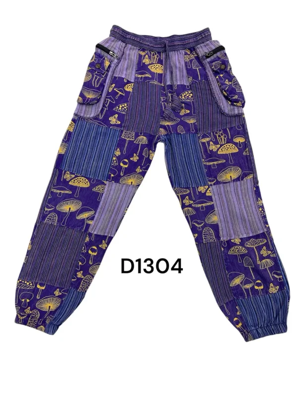 Multi Patchwork Golden Mushroom Joggers