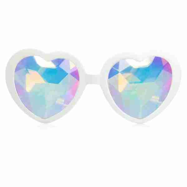 GloFX Heart Shaped Kaleidoscope Glasses – White