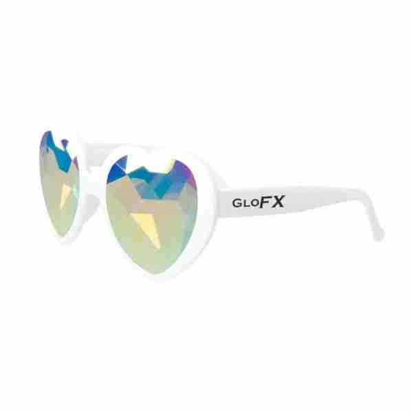 GloFX Heart Shaped Kaleidoscope Glasses – White