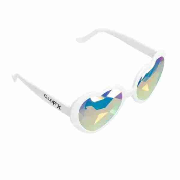 GloFX Heart Shaped Kaleidoscope Glasses – White
