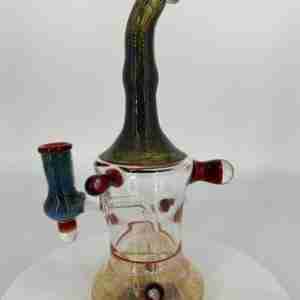 Naptime Glass 10mm Rig w/ Fumed Bottom and Z Tumbled Opals