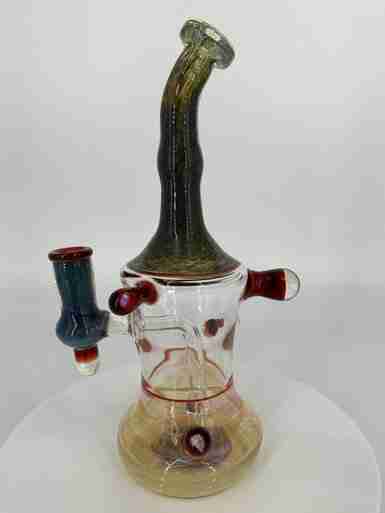 Naptime Glass 10mm Rig w/ Fumed Bottom and Z Tumbled Opals