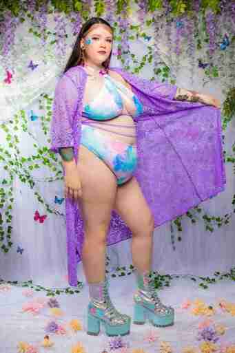 UV-Reactive Tie-Dye High-Waist Bottoms – Pastel