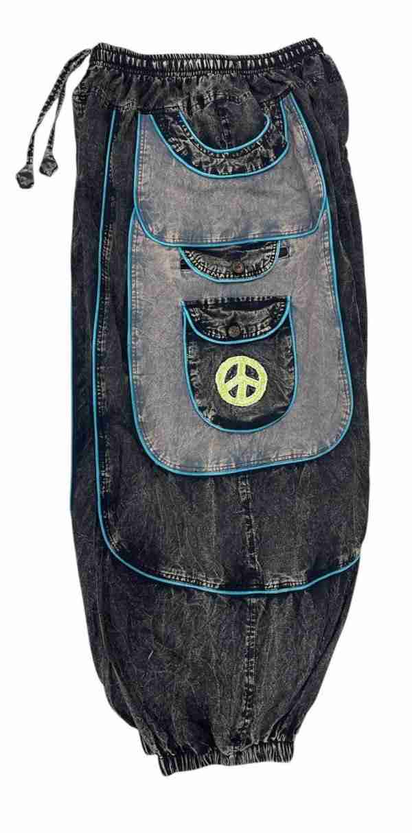 Om Peace Embroidered Cotton Patchwork Harem Pants