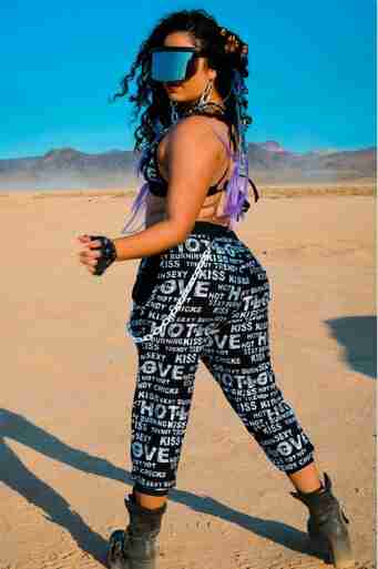 Rolita Couture Kiss Me High-Waisted Joggers – Black & White