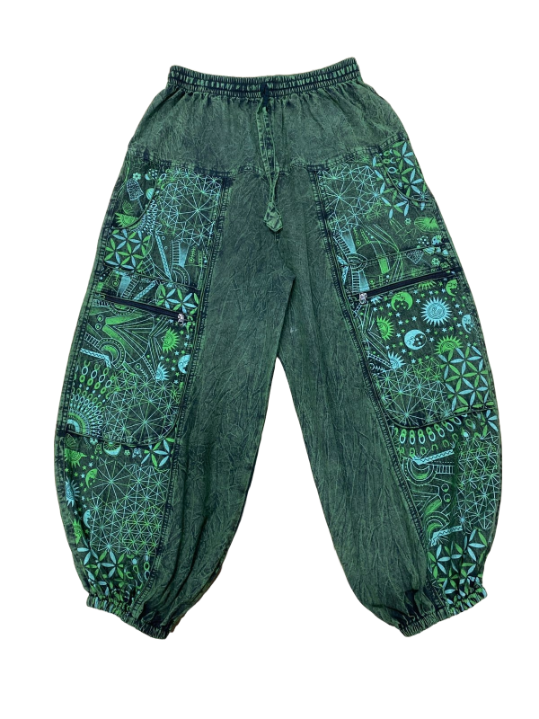 Jungle Beauty Cotton Patchwork Yoga Pants