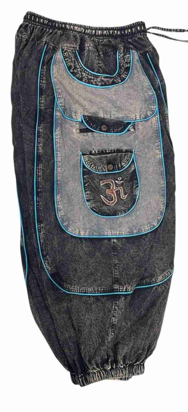 Om Peace Embroidered Cotton Patchwork Harem Pants