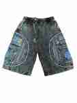 Black Denim Multi-Patch Swirl Cotton Shorts