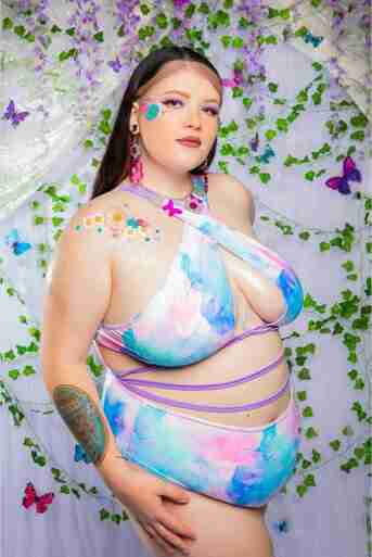 UV-Reactive Tie-Dye High-Waist Bottoms – Pastel