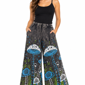 Jungle of Mushroom Artwork Cotton Palazzo Pants
