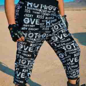 Rolita Couture Kiss Me High-Waisted Joggers – Black & White