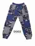 Blue Mushroom Patchwork Cotton Pants