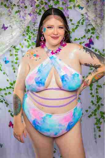 UV-Reactive Tie-Dye High-Waist Bottoms – Pastel